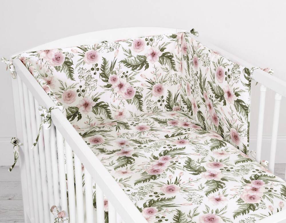 Baby cotton bedding set 2-pcs - peony flower pink