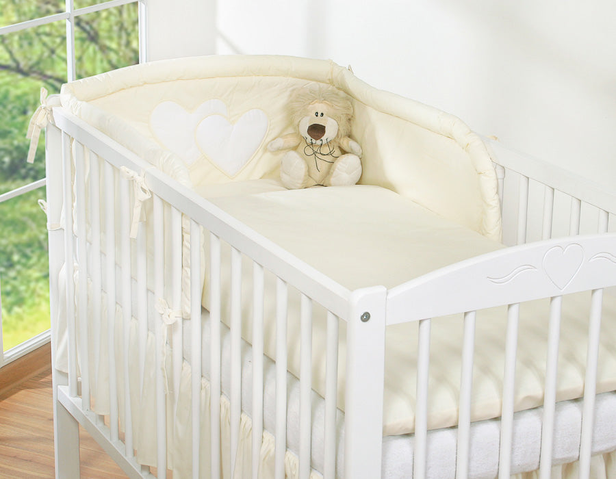 Universal crib rail bumper – Hearts cream