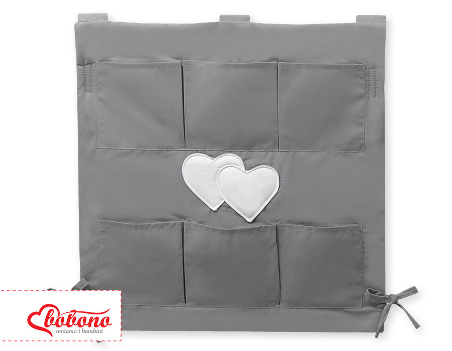 Cot tidy- Hanging hearts anthracite