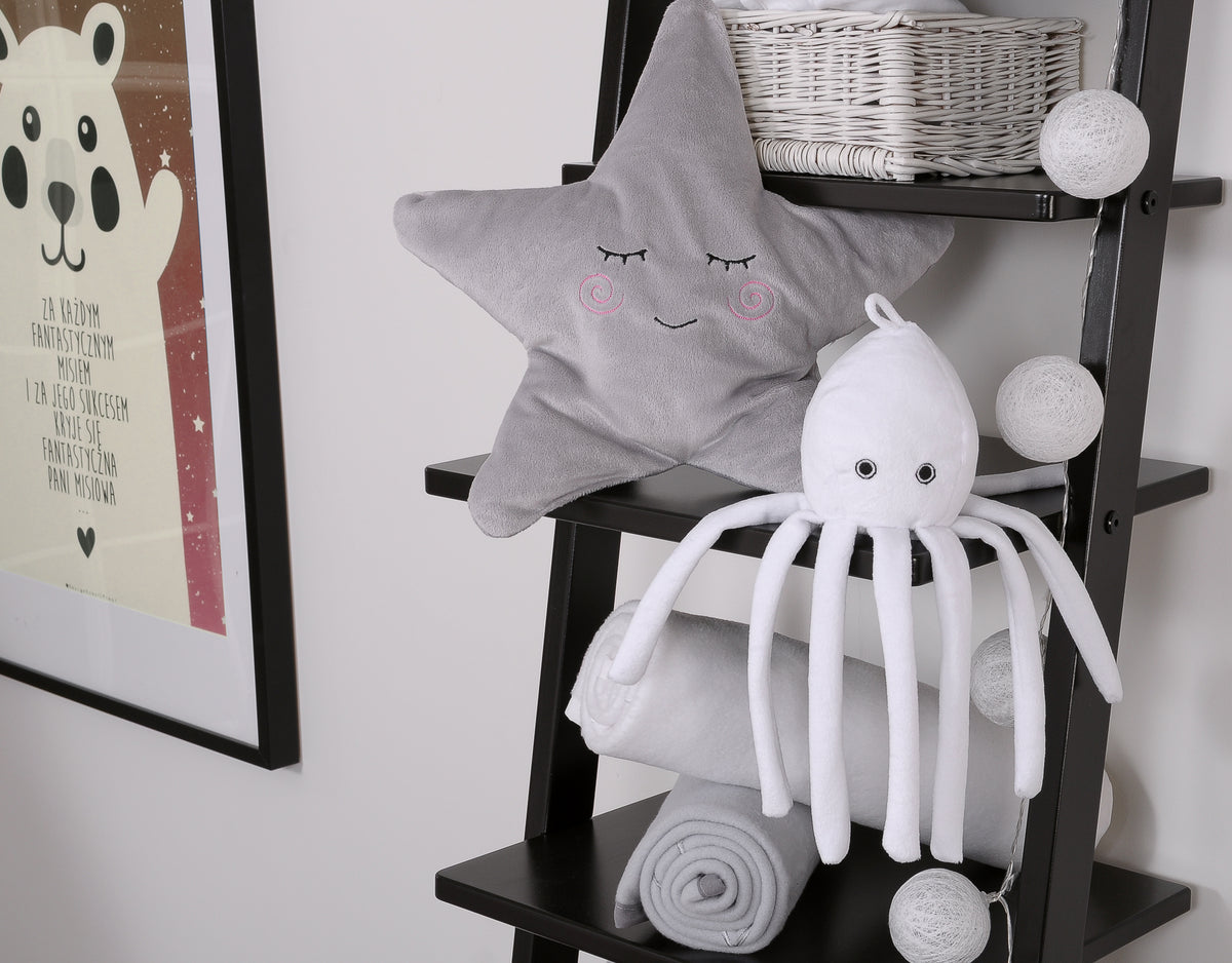 Cuddly octopus with rattle - white - smooth minky