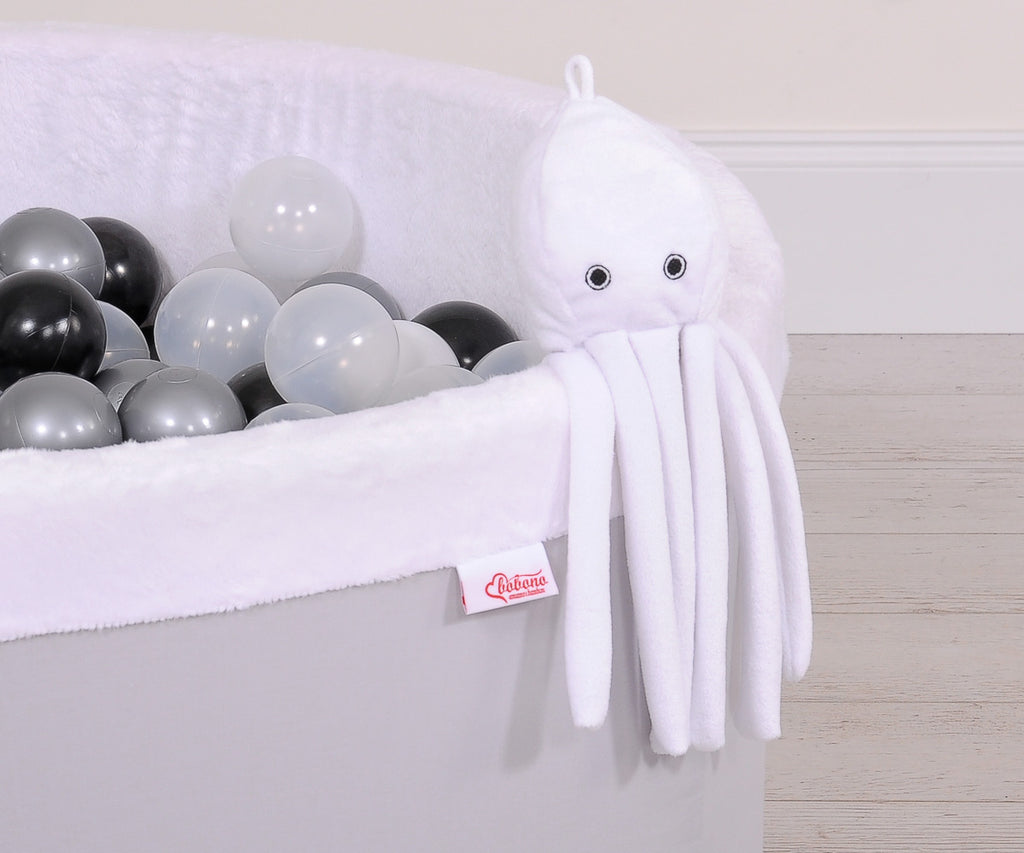 Cuddly octopus with rattle - white - smooth minky