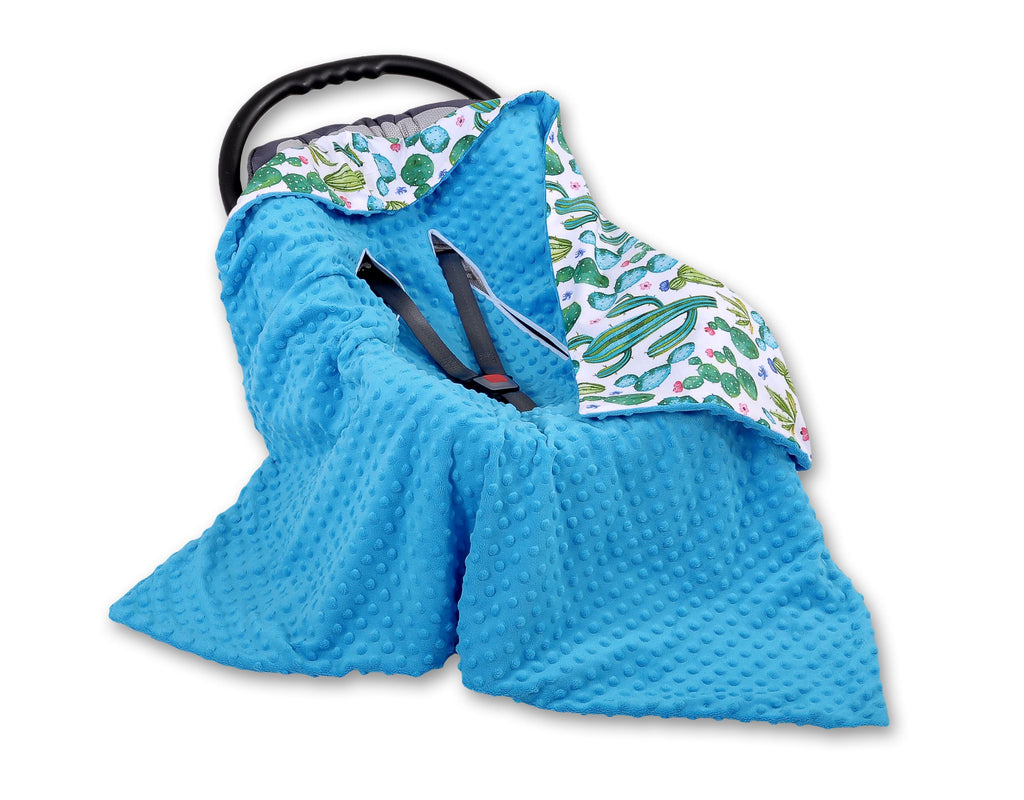 Big double-sided car seat blanket for babies - cactus