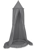 Set: Hanging baldachin for children's room cotton + nest with flounce - anthracite