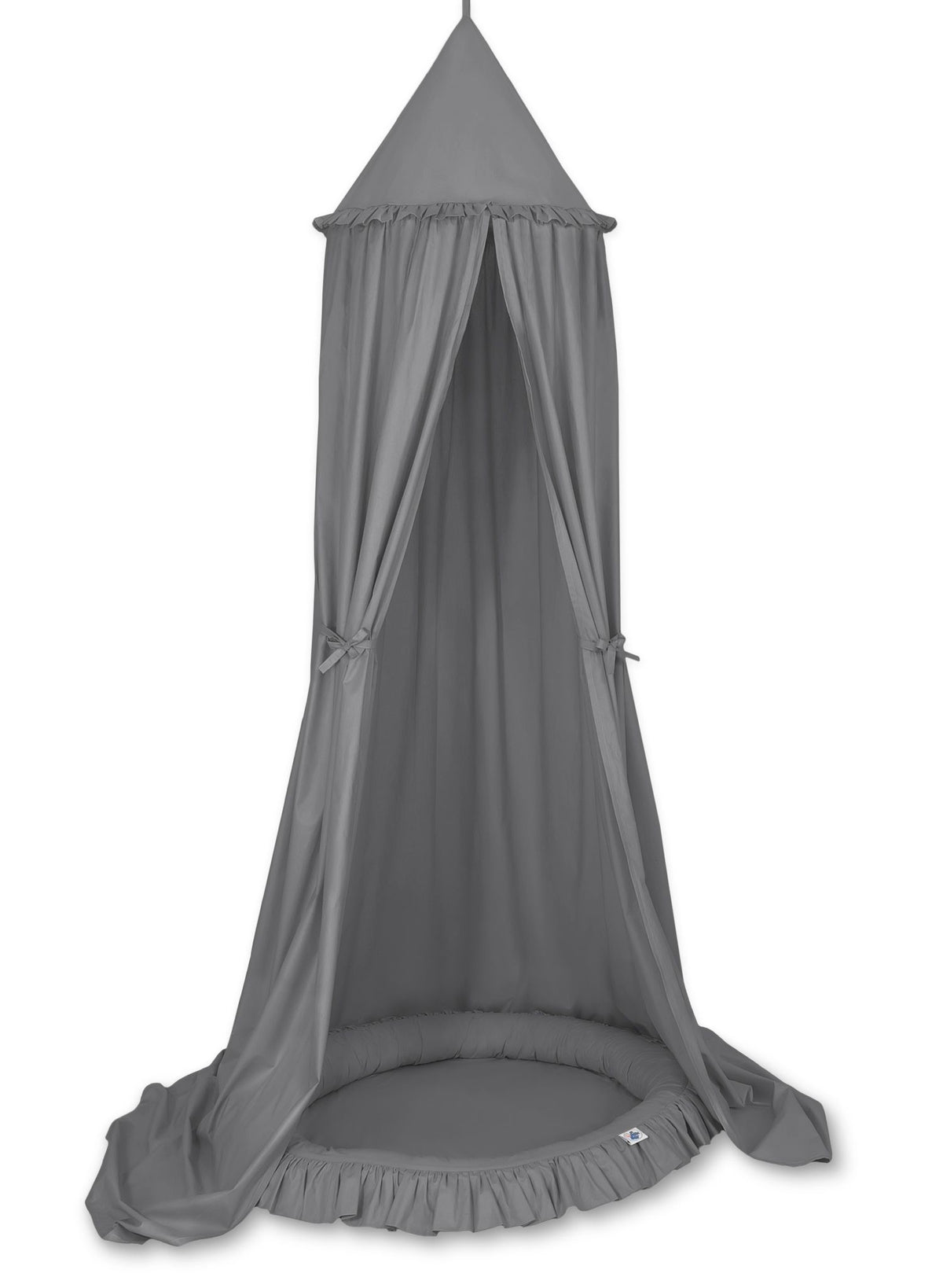 Set: Hanging baldachin for children's room cotton + nest with flounce - anthracite