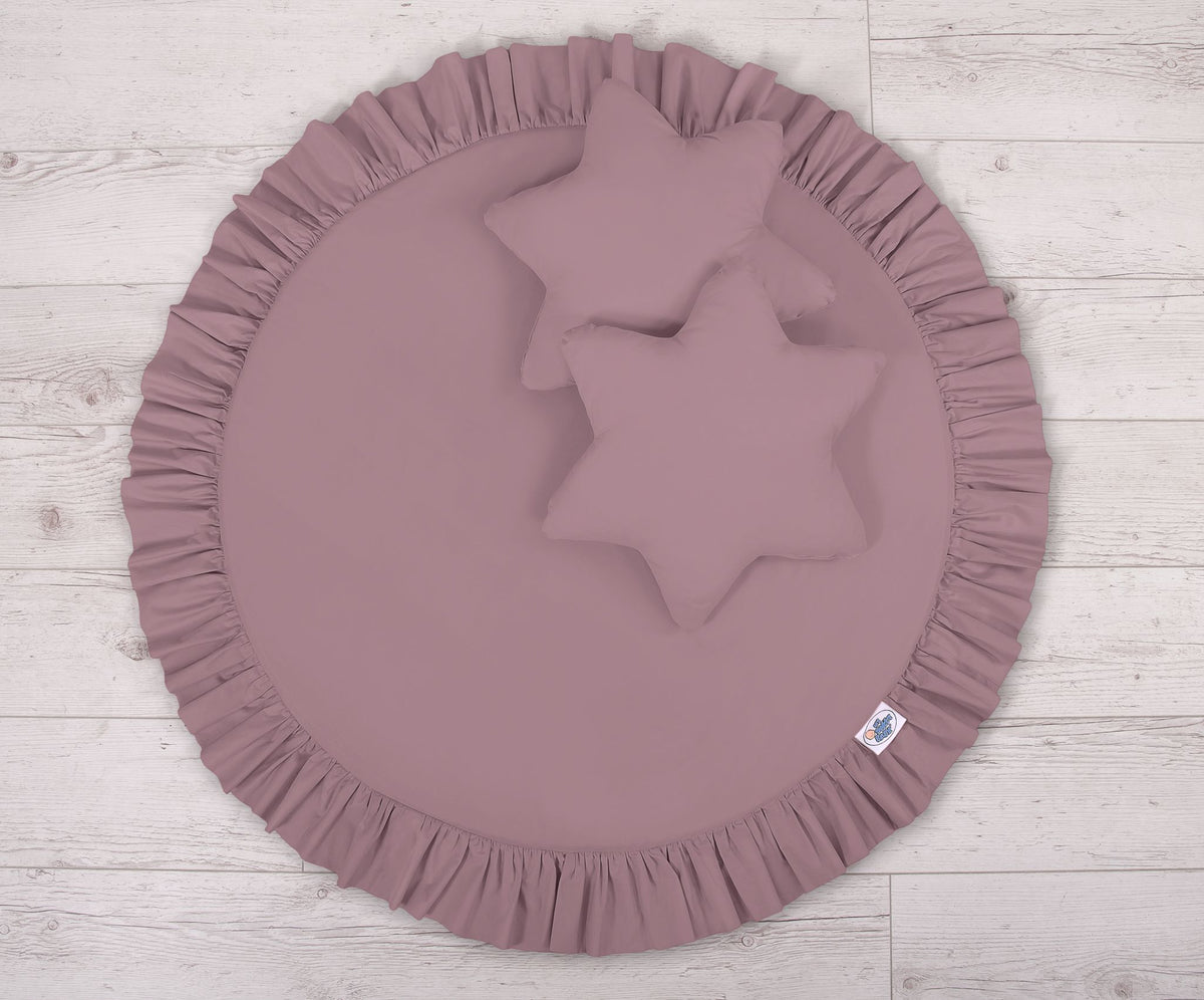Set: Hanging baldachin for children's room cotton + Floor play mat + pillows - pastel violet