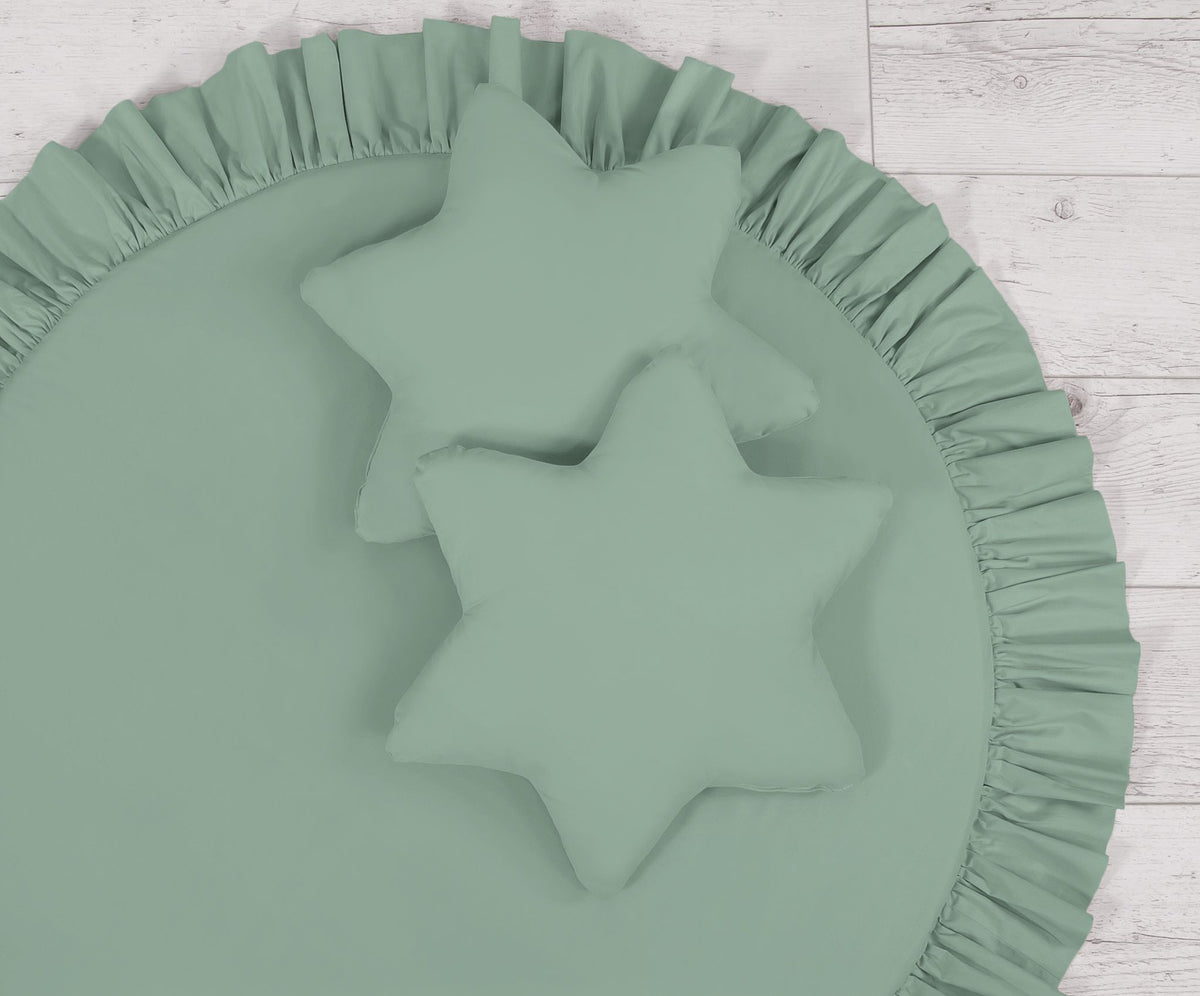Set: Hanging baldachin for children's room cotton + Floor play mat + pillows - pastel green