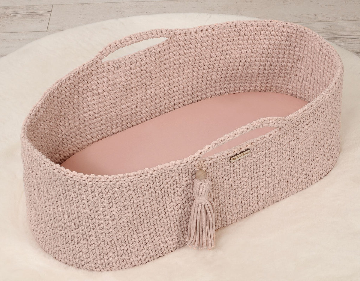 Sheet made of cotton for for prams, moses basket mattress 75x35 cm - pastel pink