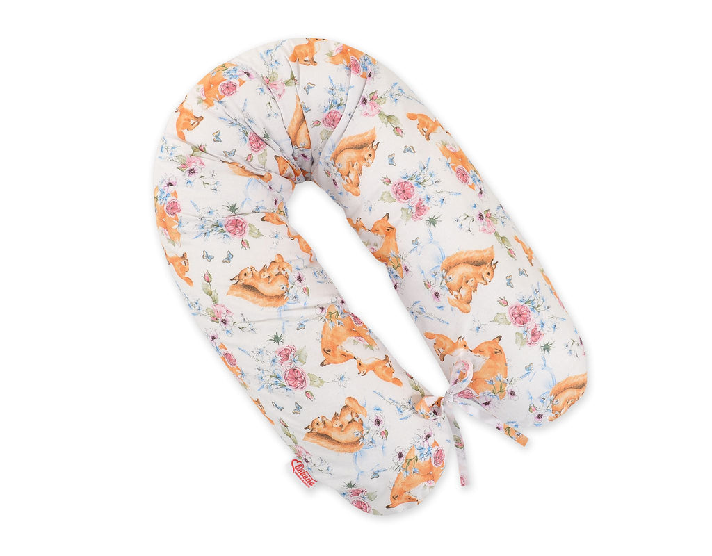 Cotton pillowcase for pregnancy pillow Longer - Foxes and sqiurrels