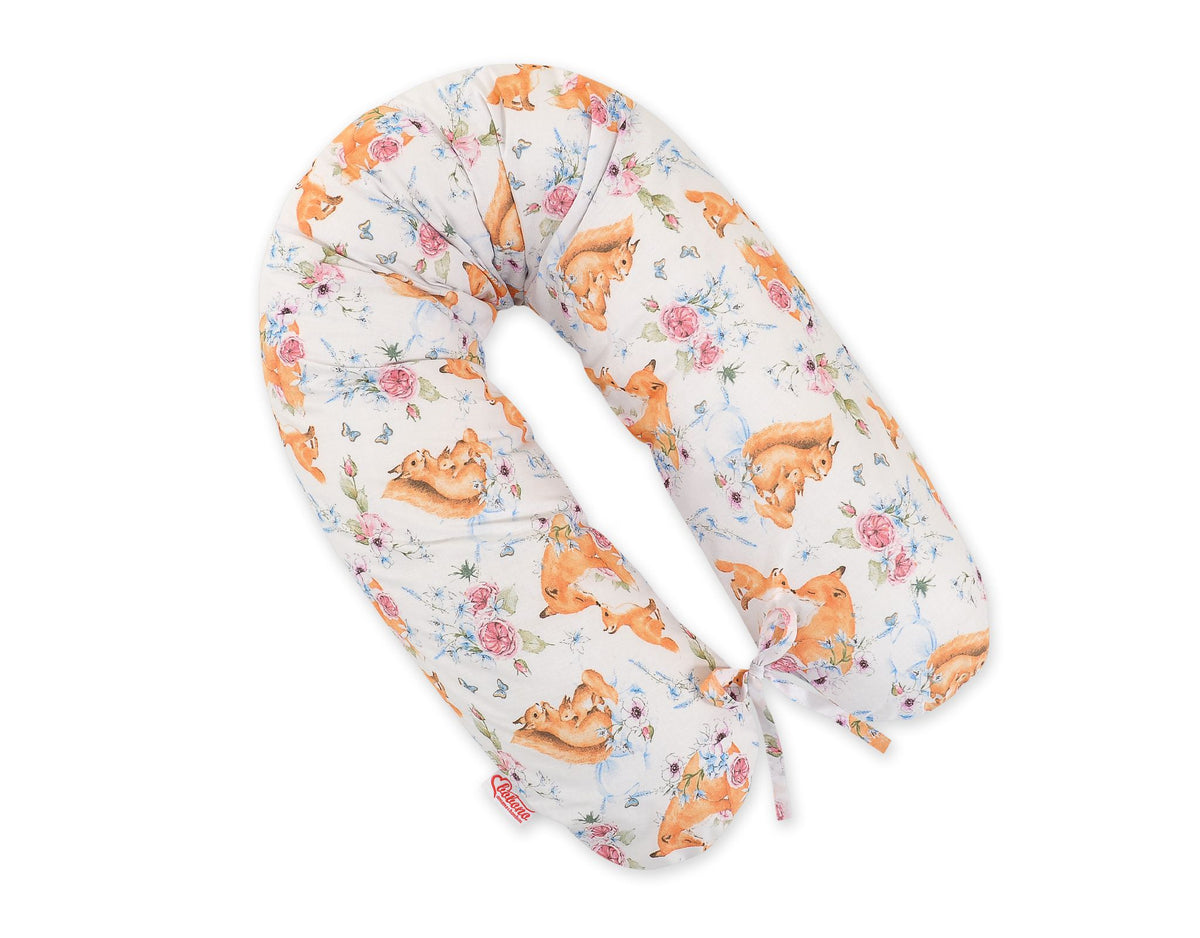 Cotton pillowcase for pregnancy pillow Longer - Foxes and sqiurrels
