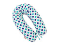 Cotton pillowcase for pregnancy pillow Longer - Mint-navy blue dots
