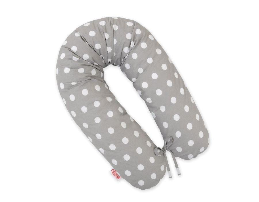 Cotton pillowcase for pregnancy pillow Longer - gray with white dots