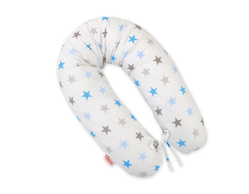 Cotton pillowcase for pregnancy pillow Longer - grey-blue stars
