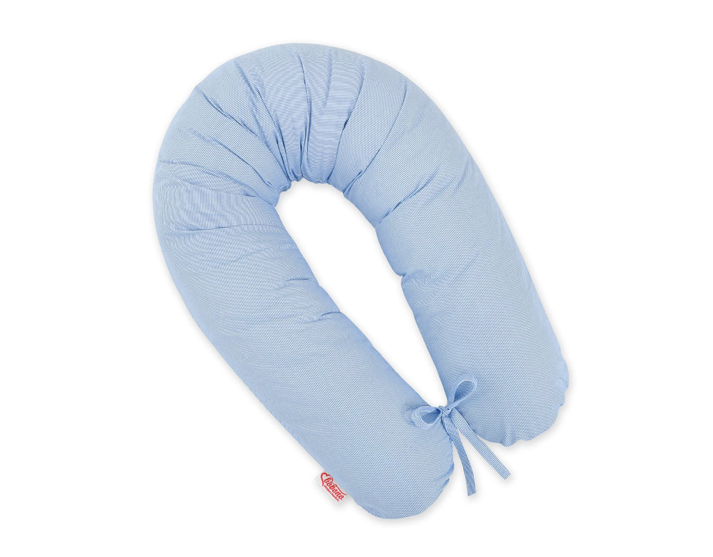 Cotton pillowcase for pregnancy pillow Longer - Blue strips