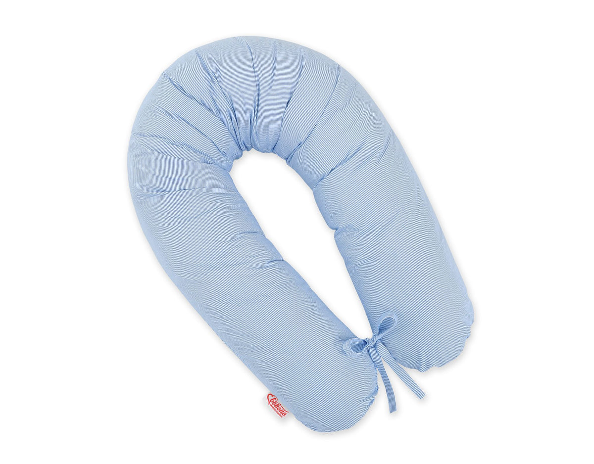 Cotton pillowcase for pregnancy pillow Longer - Blue strips