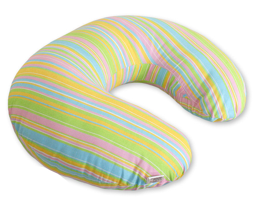 Breastfeeding Pillow Nursing Croissant Pillow, removable, Hands-Free Feeding - Rainbow strips