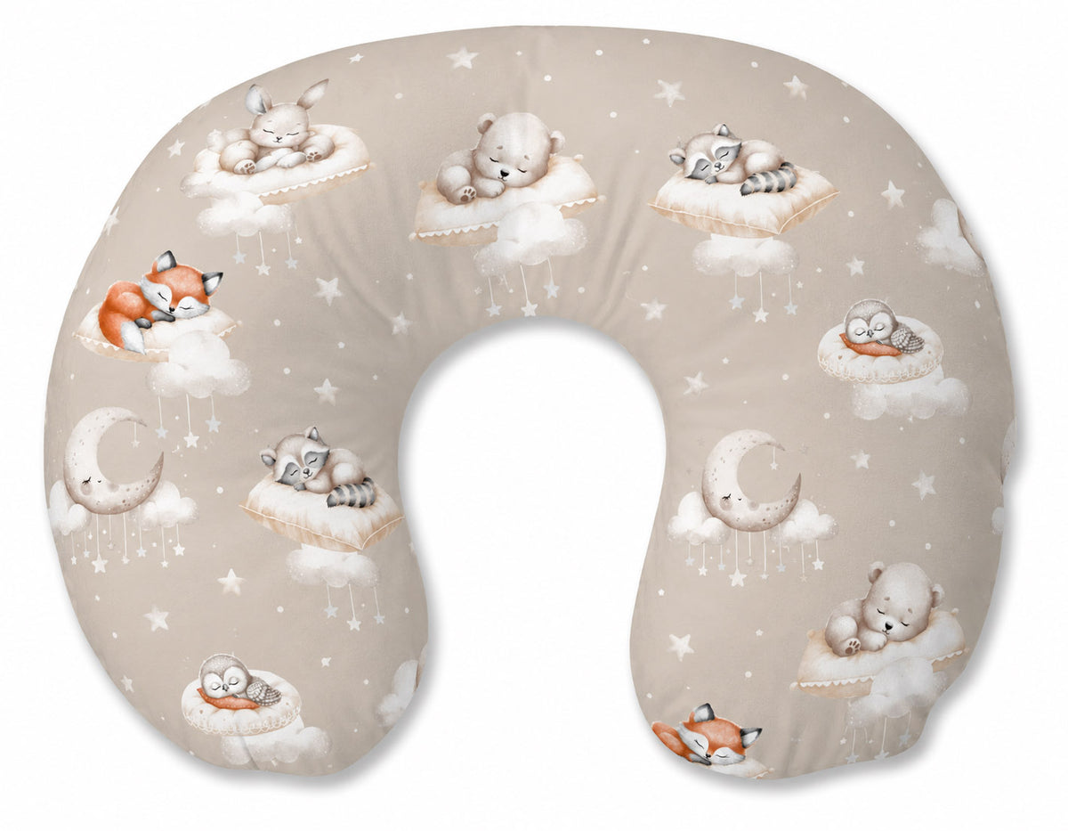 Breastfeeding Pillow Nursing Croissant Pillow, removable, Hands-Free Feeding- Twinkle Woodland