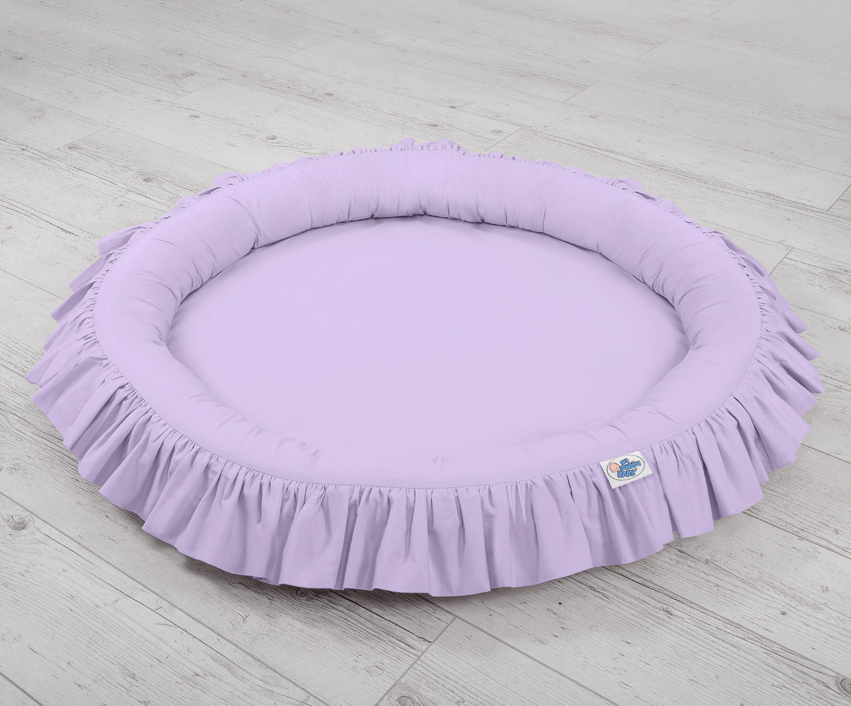 Set: Hanging baldachin for children's room cotton + nest with flounce- lila