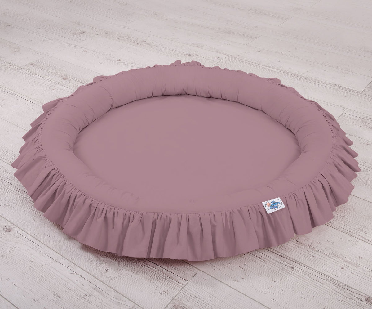 Set: Hanging baldachin for children's room cotton + nest with flounce - pastel violet