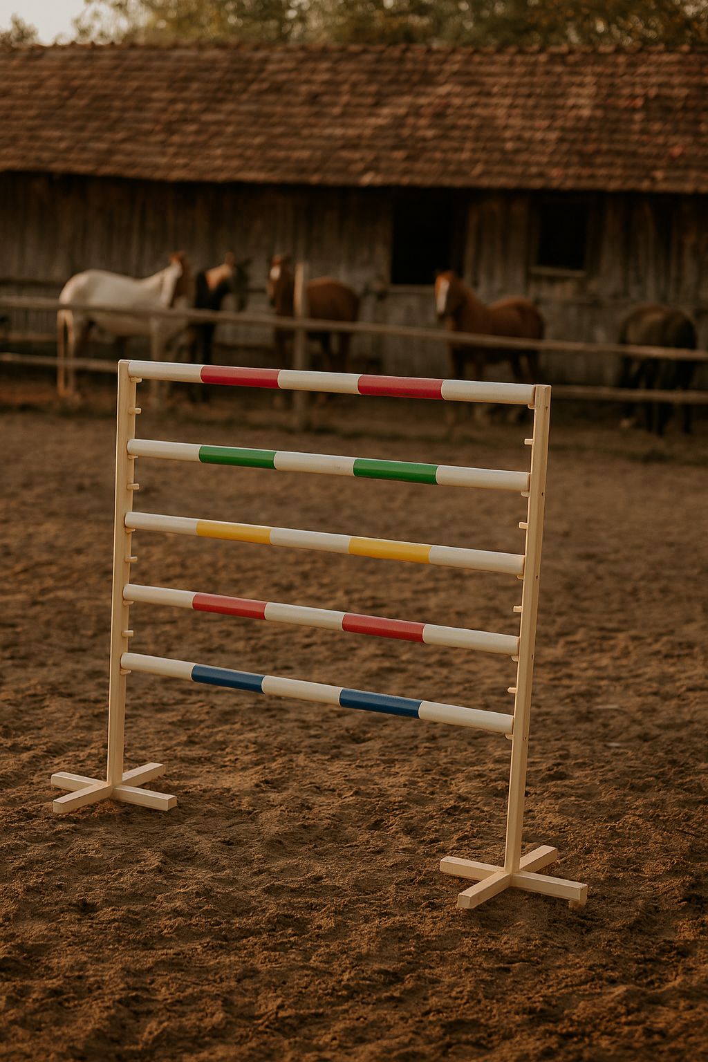 Jumping obstacle for Hobby Horse 120cm, with two beams black and yellow