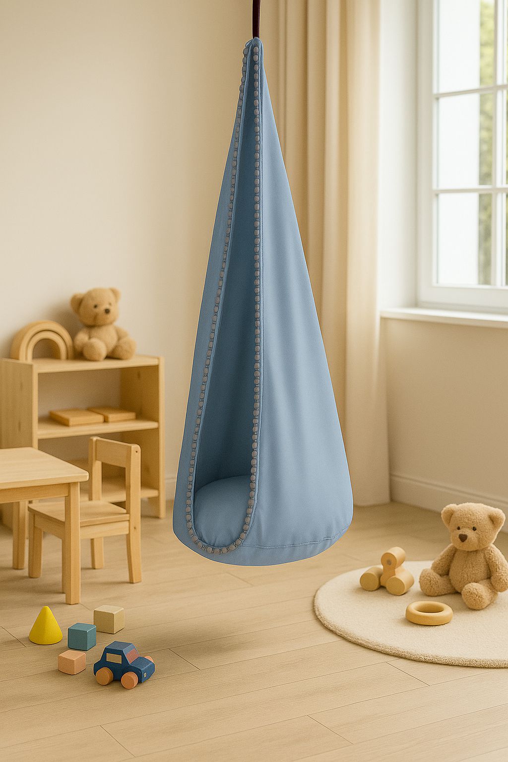 Hanging swing hammock cocoon - pastel blue