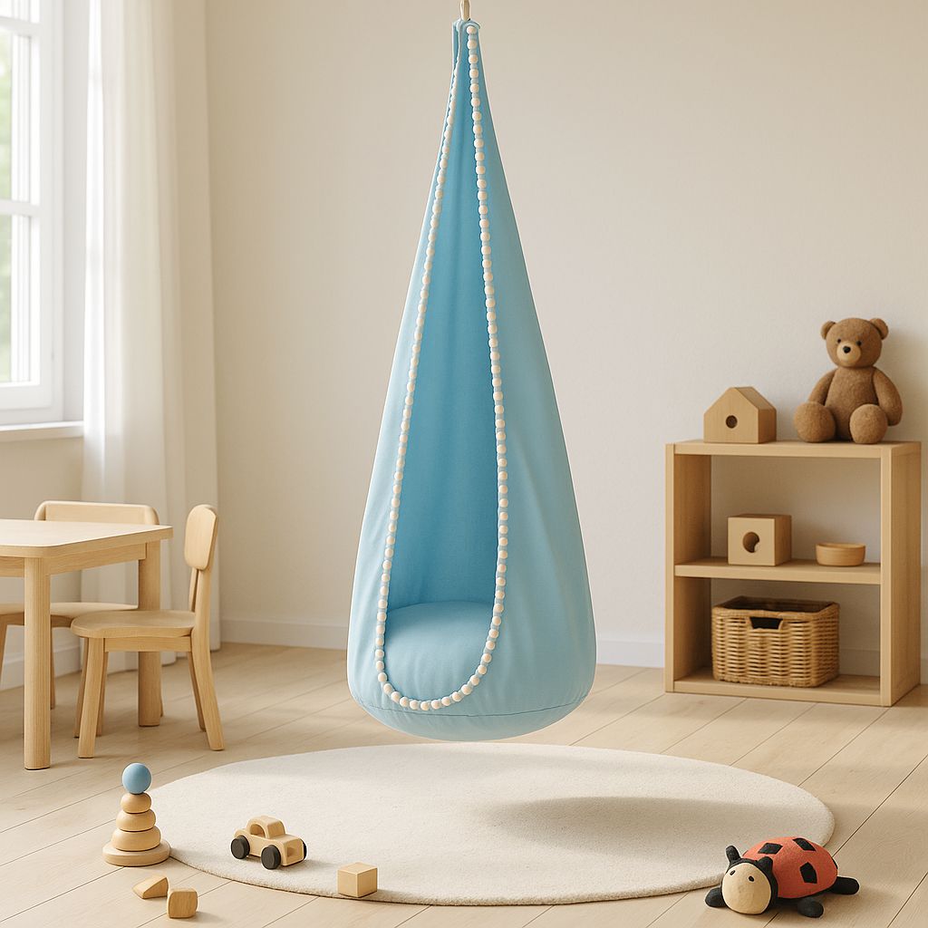 Hanging swing hammock cocoon - blue