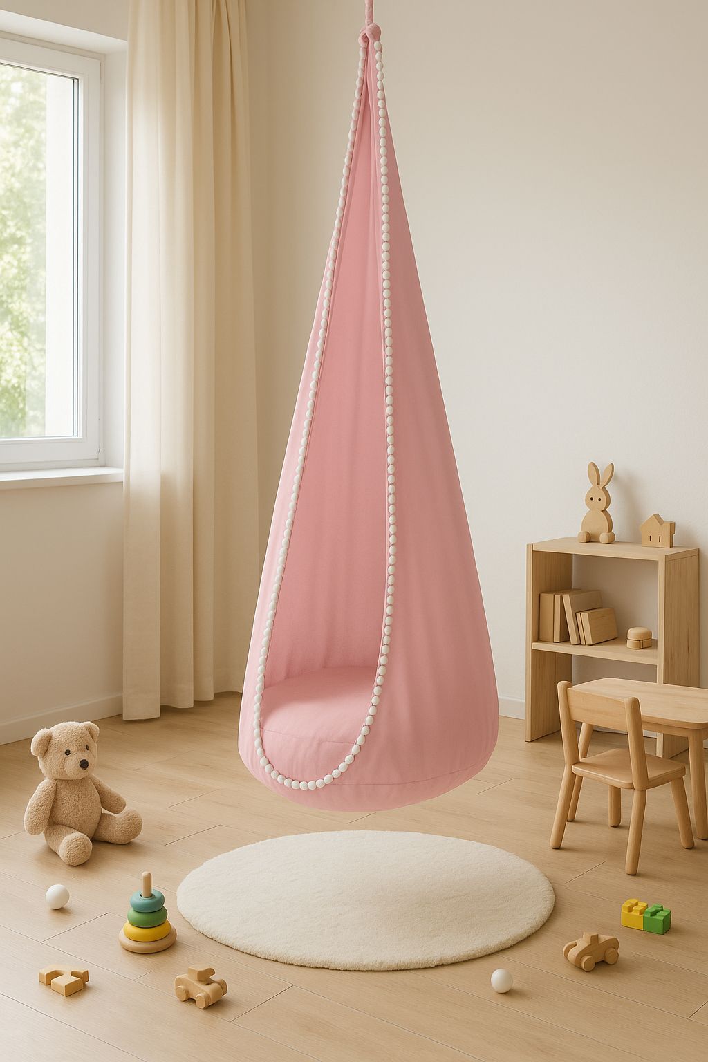 Hanging swing hammock cocoon - pink