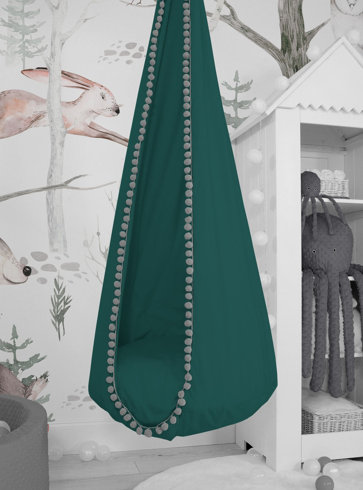 Hanging swing hammock cocoon - bottle green