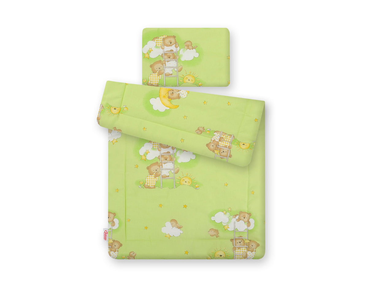 Bedding set 2-pcs 75x100cm NEWBORN - Teddy bears on ladders green