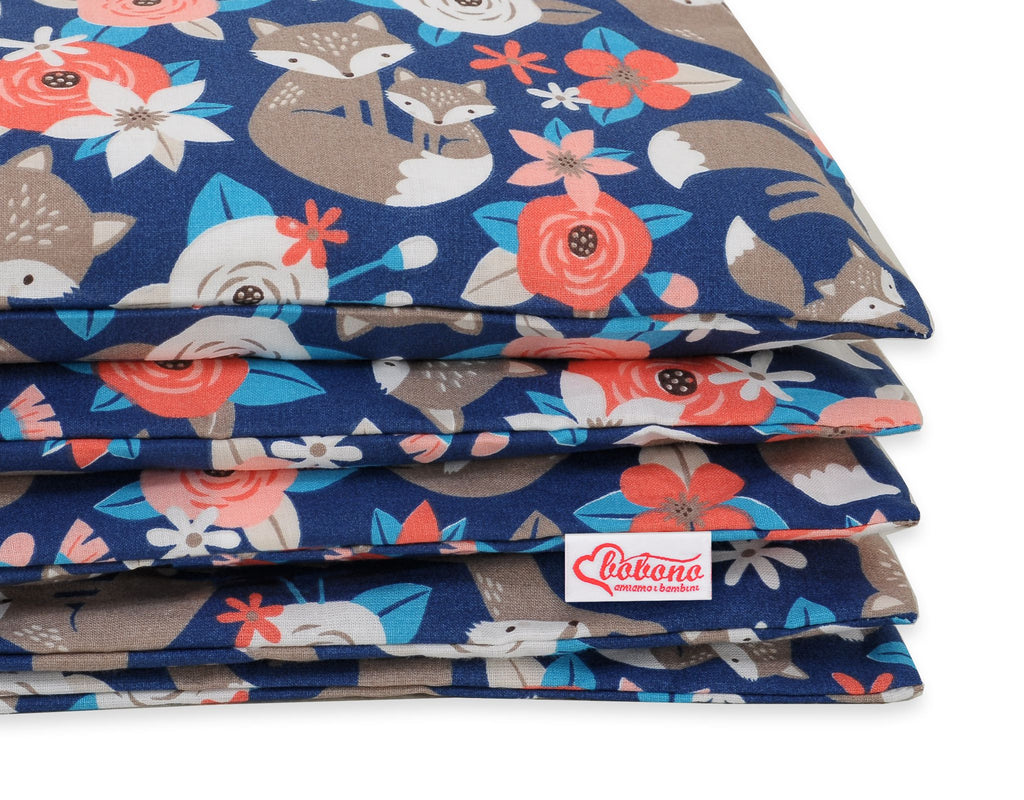 Baby cotton bedding set 2-pcs 120x90 cm- fox family on blue