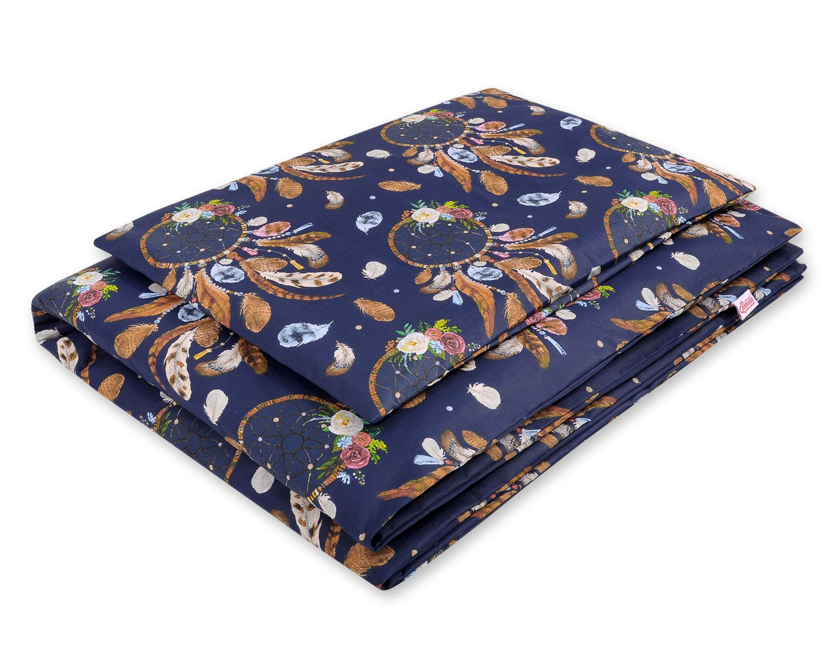 Baby cotton bedding set 2-pcs 135x100 cm - dream catchers dark blue