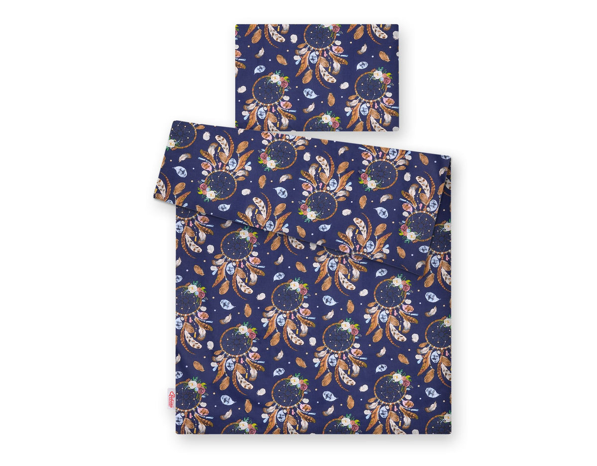 Baby cotton bedding set 2-pcs 135x100 cm - dream catchers dark blue