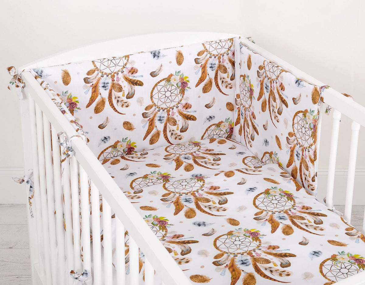Baby cotton bedding set 2-pcs 120x90 cm- dream catchers white