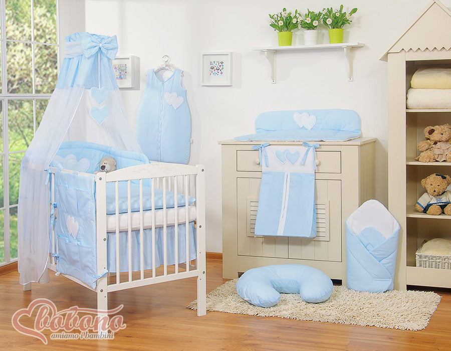 Bedding set 5-pcs 120x90 with canopy - Hangi s blue strips