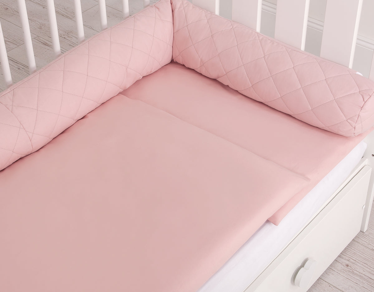2-in-1 - Baby nest quilted - snake pillow bumper - pastel pink
