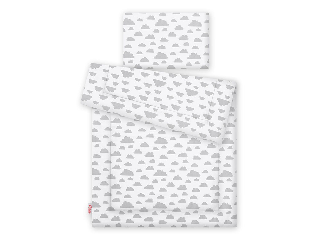 Bedding set 2-pcs with filling - clouds gray