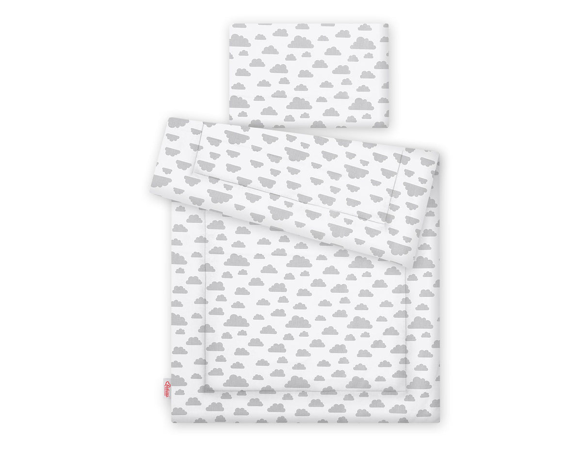 Bedding set 2-pcs with filling - clouds gray