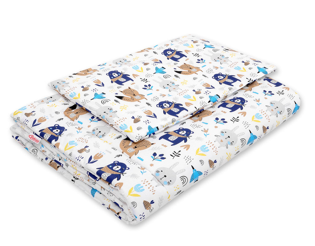 Bedding set 2-pcs with filling 120x90 cm - navy blue teddy bears