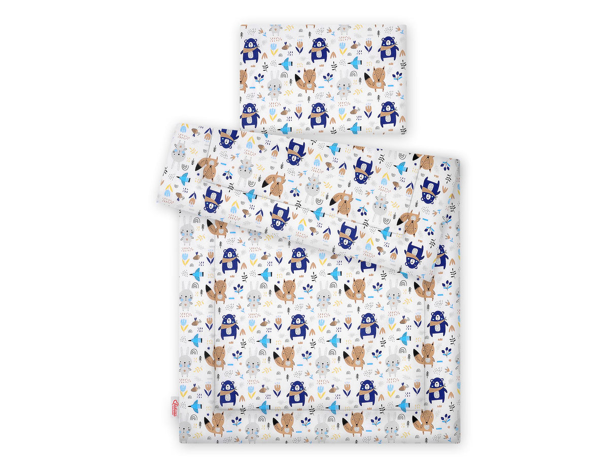 Bedding set 2-pcs with filling 120x90 cm - navy blue teddy bears