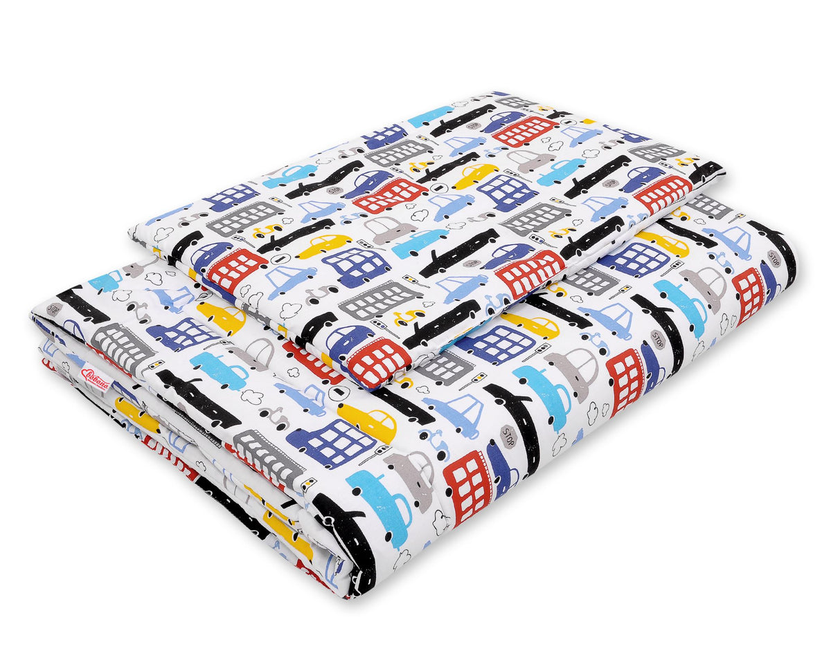 Bedding set 2-pcs with filling 135x100 cm - colorful cars