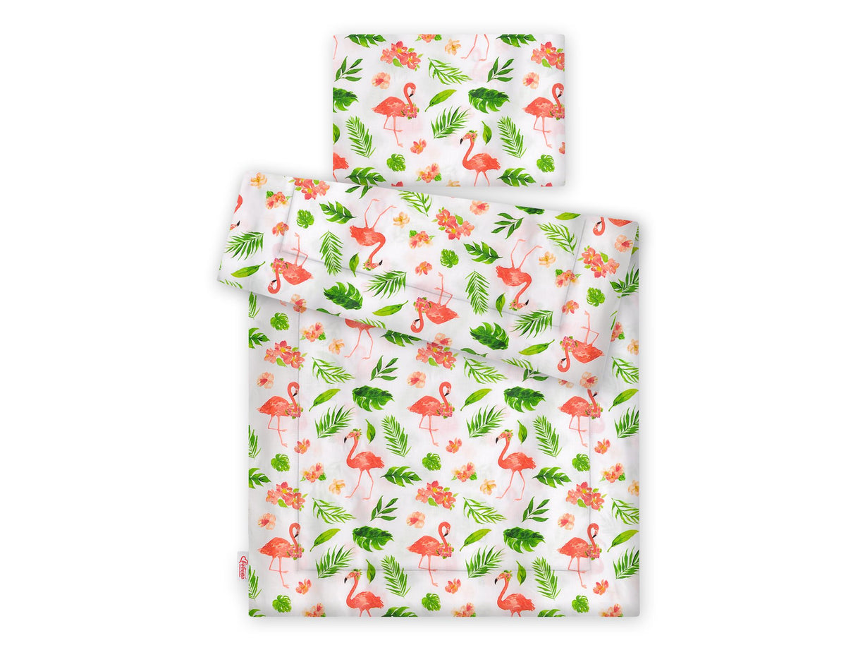 Bedding set 2-pcs with filling 135x100 cm - coral flamingos