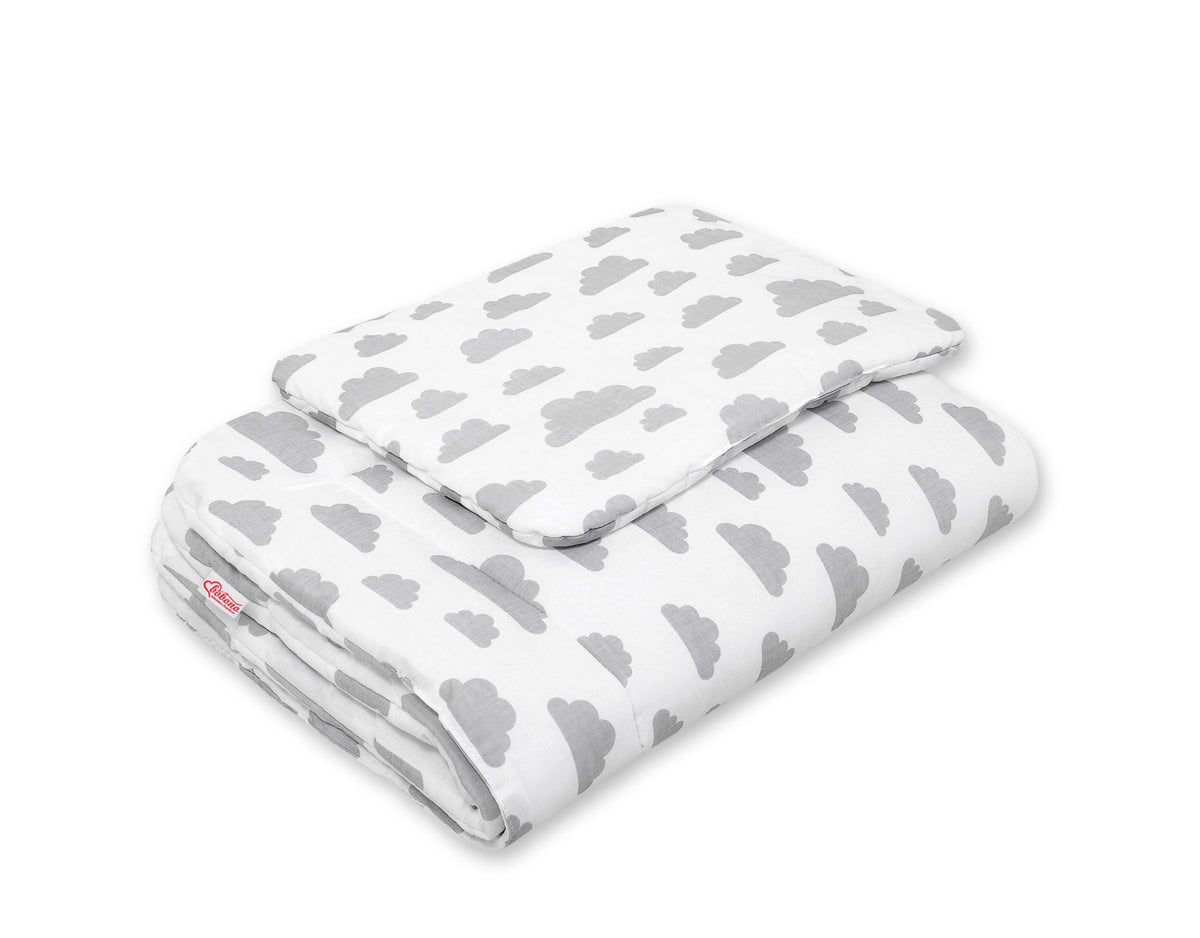Bedding set 2-pcs 75x100cm NEWBORN - clouds gray