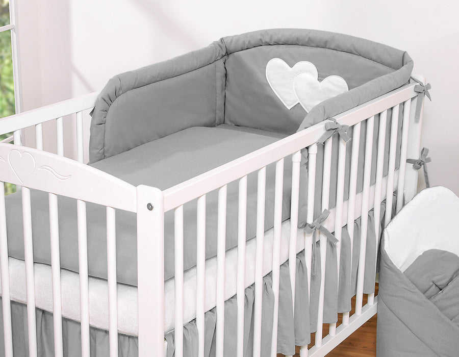 Bedding set 3-pcs 135x100 - Hanging Hearts anthracite