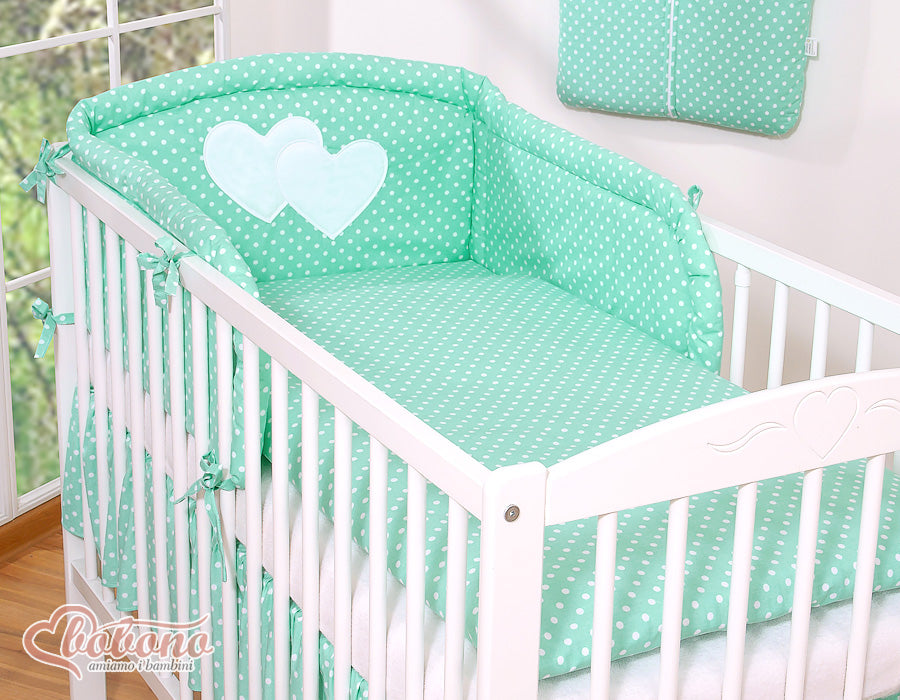 Bedding set 2-pcs- Hanging Hearts mint dots