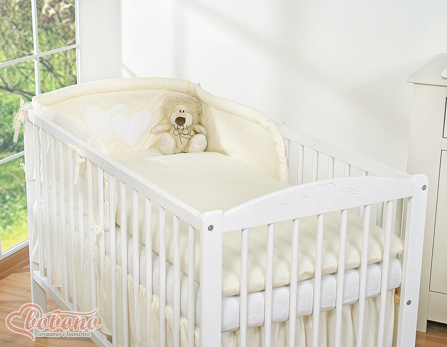 Bedding set 3-pcs 120x90 - Hanging Hearts cream