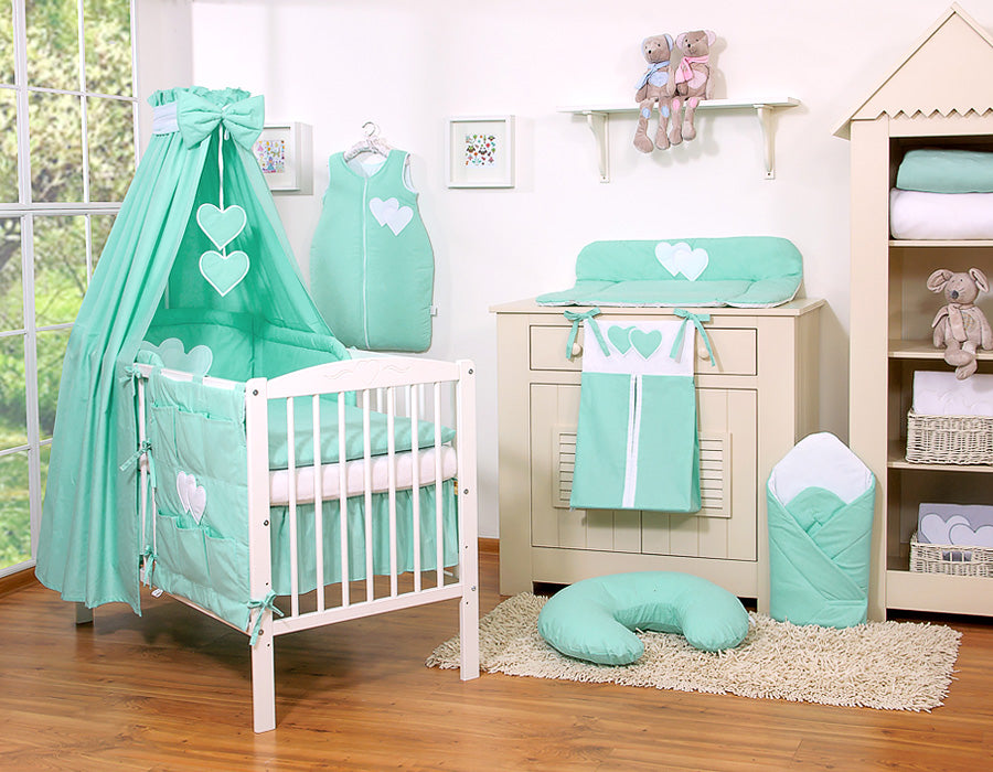 Bedding set 5-pcs 135x100 - Hanging Hearts mint