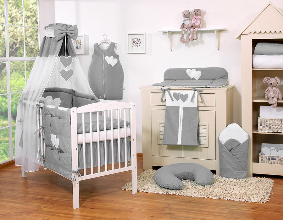 Canopy made of Chiffon- Hanging Hearts anthracite