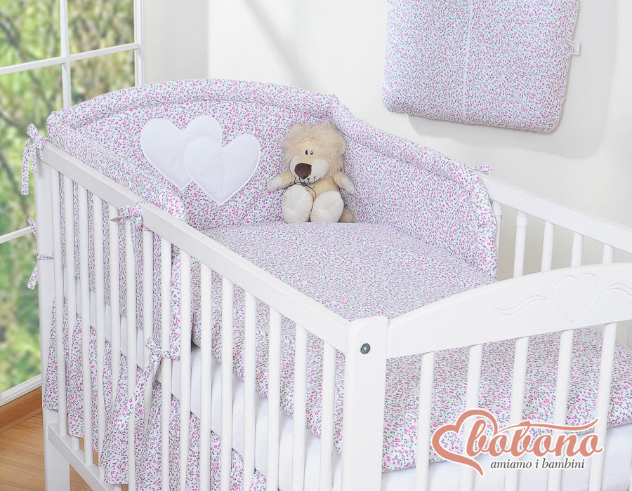 Bedding set 2-pcs 120x90 - Hanging Hearts little pink flowers