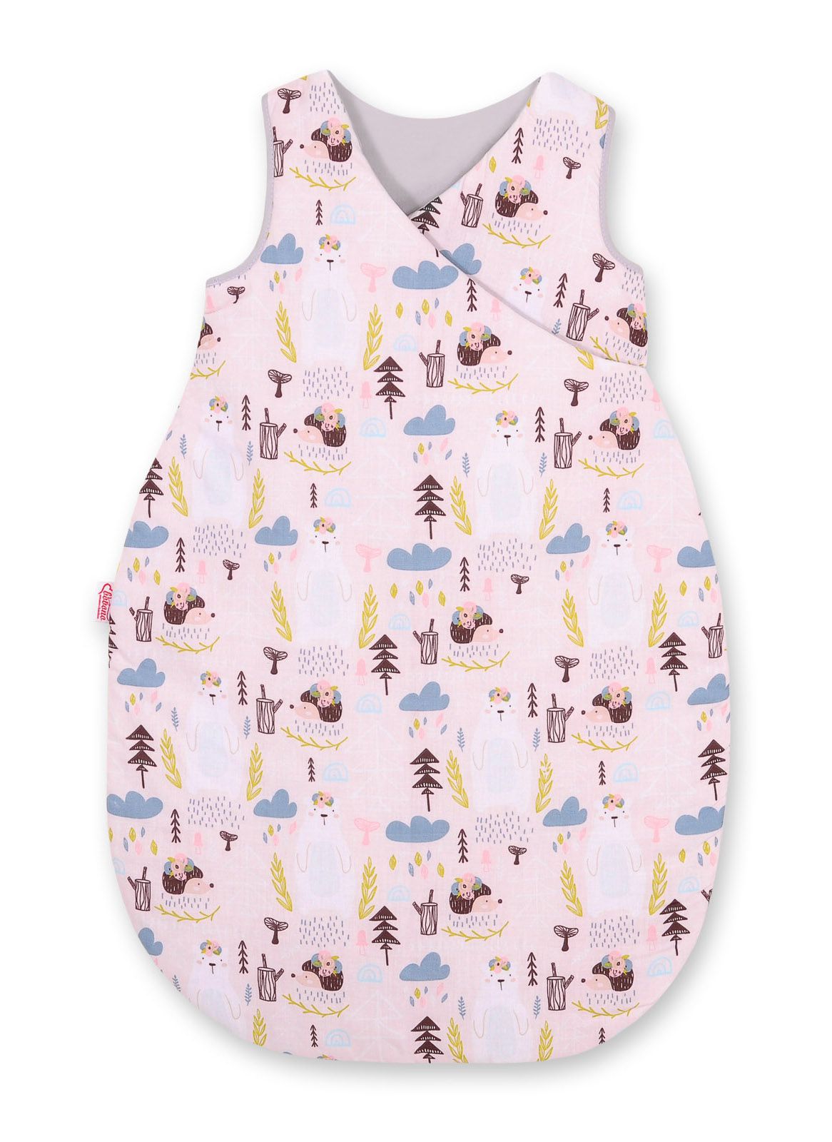 Cotton sleeping bag for children, size M, 3-12 months, TOG 2.5, all-season - pink hedgehogs