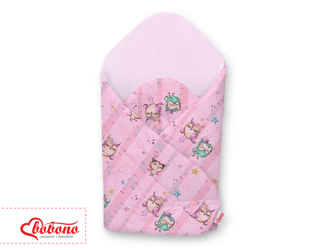 Baby nest with stiffening - owls pink-mint/pink