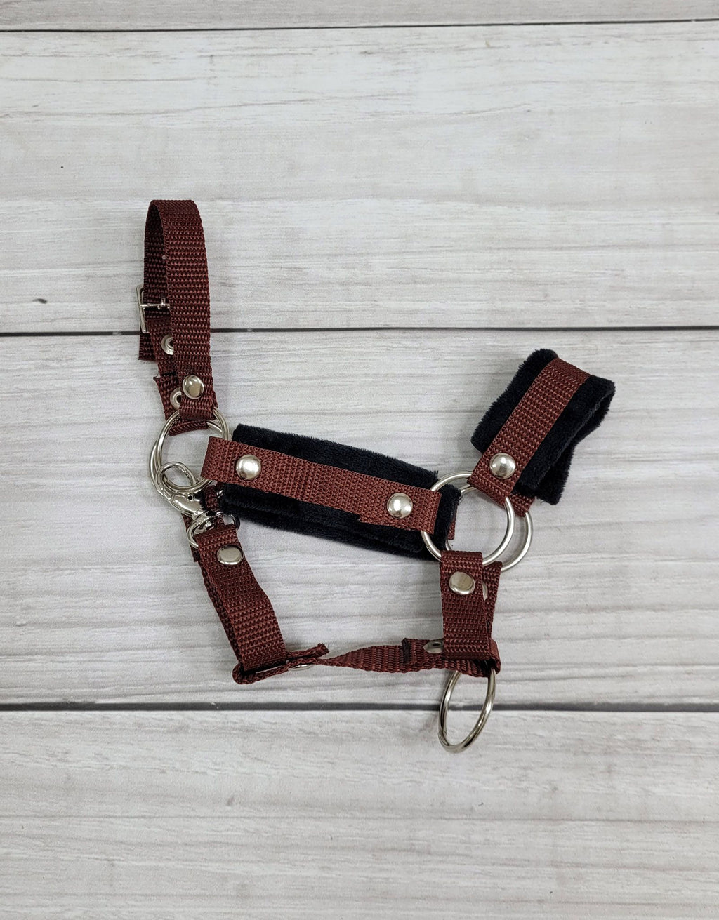 The adjustable halter for Hobby Horse A3 - brown with black furry